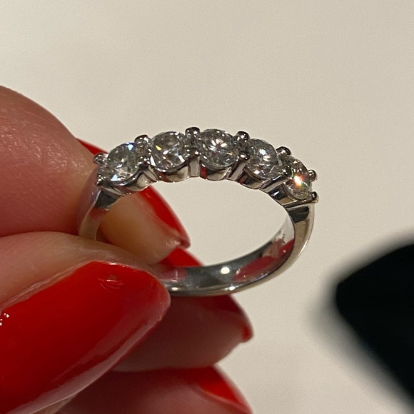 SOLD- Genuine 14k white gold 5 Diamond Band - Picture 10 of 13